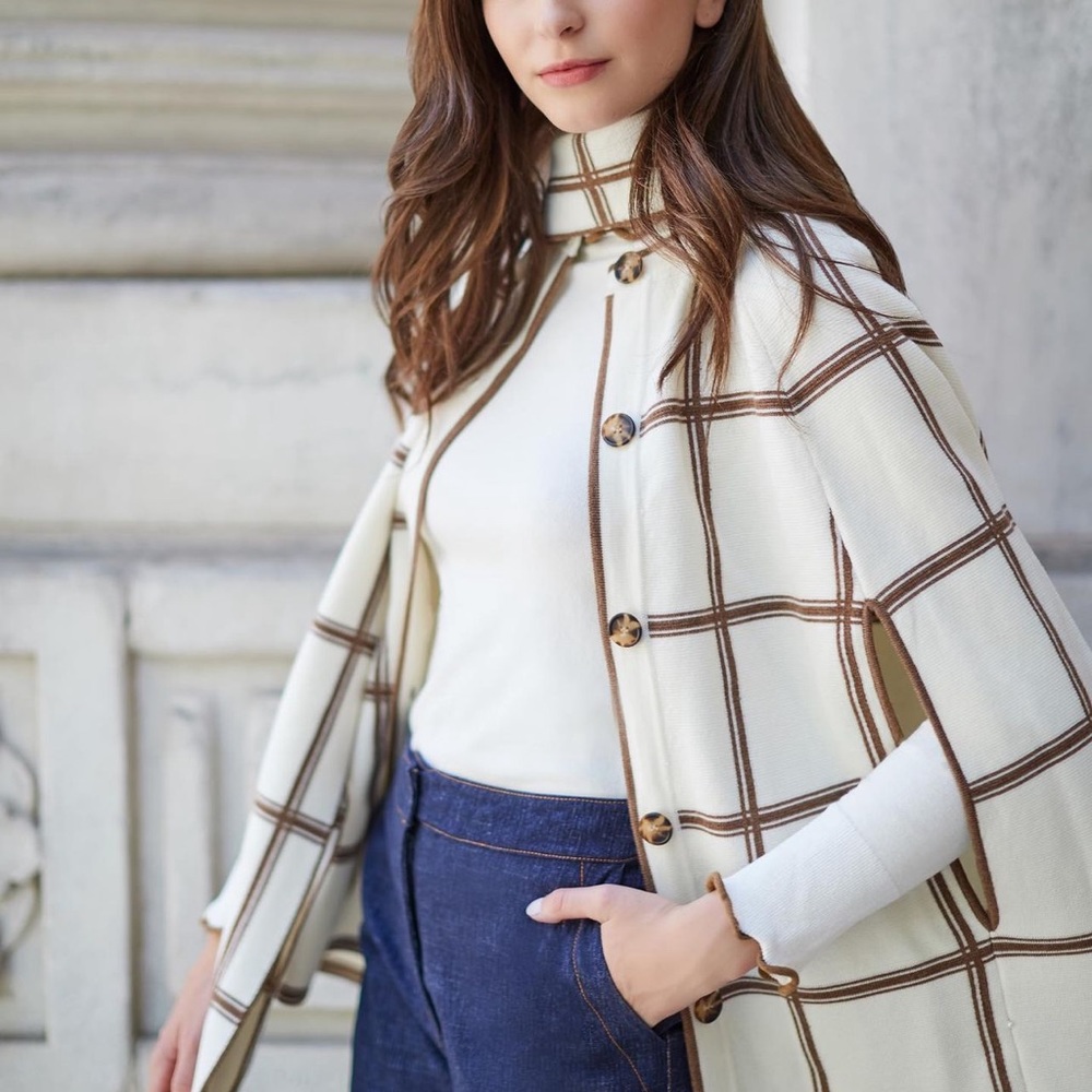 Pearl by Lela Rose Knit Cable Cape